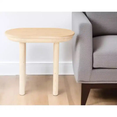 Table d'appoint ovale en bois massif naturel de 22 po pour salon ou chambre à coucher