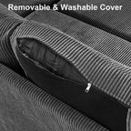 Canapé convertible multifonctionnel en forme de L de 205 cm avec lit gigogne, dossier réglable et installation sans outils, en velours côtelé
