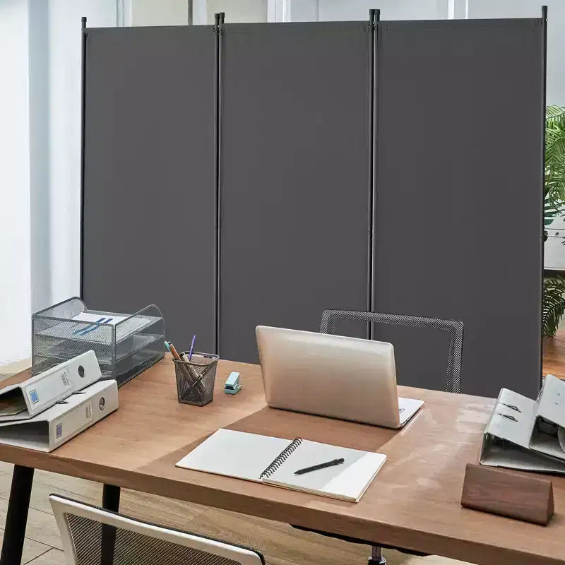 Paravent pliable à 3 panneaux en tissu pour bureau, chambre ou salle à manger, gris