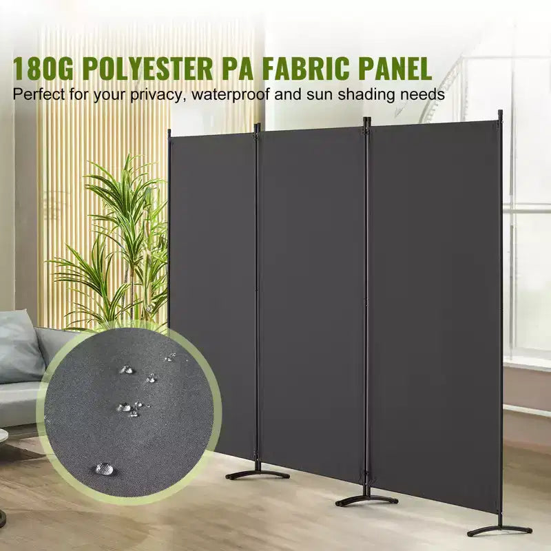 Paravent pliable à 3 panneaux en tissu pour bureau, chambre ou salle à manger, gris