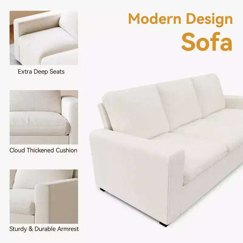Canapé-lit moderne et profond pour salon avec 8 coussins, 226 cm