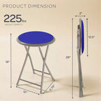 Tabouret pliant sans dossier de 45,7 cm (18 pouces) avec capacité de 102 kg (225 livres) pour la maison ou le bureau