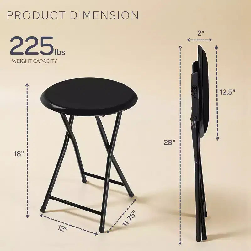 Tabouret pliant sans dossier de 45,7 cm (18 pouces) avec capacité de 102 kg (225 livres) pour la maison ou le bureau