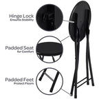 Tabouret pliant sans dossier de 45,7 cm (18 pouces) avec capacité de 102 kg (225 livres) pour la maison ou le bureau