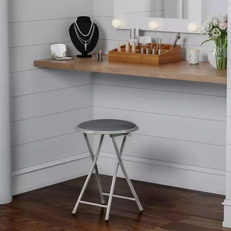 Tabouret pliant sans dossier de 45,7 cm (18 pouces) avec capacité de 102 kg (225 livres) pour la maison ou le bureau