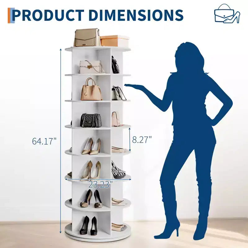 Organisateur de chaussures pivotant autoportant Tower 360, meuble à chaussures vertical, carrousel rond