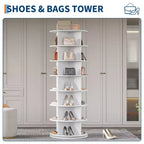 Organisateur de chaussures pivotant autoportant Tower 360, meuble à chaussures vertical, carrousel rond