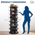 Organisateur de chaussures pivotant autoportant Tower 360, meuble à chaussures vertical, carrousel rond