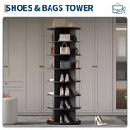 Organisateur de chaussures pivotant autoportant Tower 360, meuble à chaussures vertical, carrousel rond