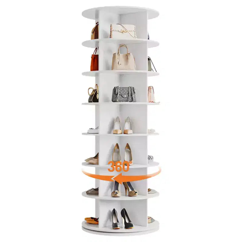 Organisateur de chaussures pivotant autoportant Tower 360, meuble à chaussures vertical, carrousel rond