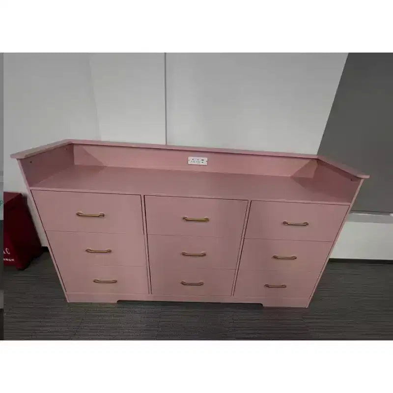 Chest of Drawers with Edges Light Pink Hemp Surface