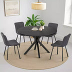 Table de salle à manger moderne de ferme ronde de 47 pouces pour 4 à 6 personnes, piètement en métal, plateau en bois naturel