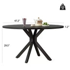 Table de salle à manger moderne de ferme ronde de 47 pouces pour 4 à 6 personnes, piètement en métal, plateau en bois naturel