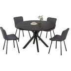Table de salle à manger moderne de ferme ronde de 47 pouces pour 4 à 6 personnes, piètement en métal, plateau en bois naturel