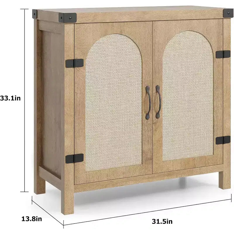 Buffet avec rangement, buffet de style ferme bohème doté d'étagères réglables et de poignées, adapté aux cuisines