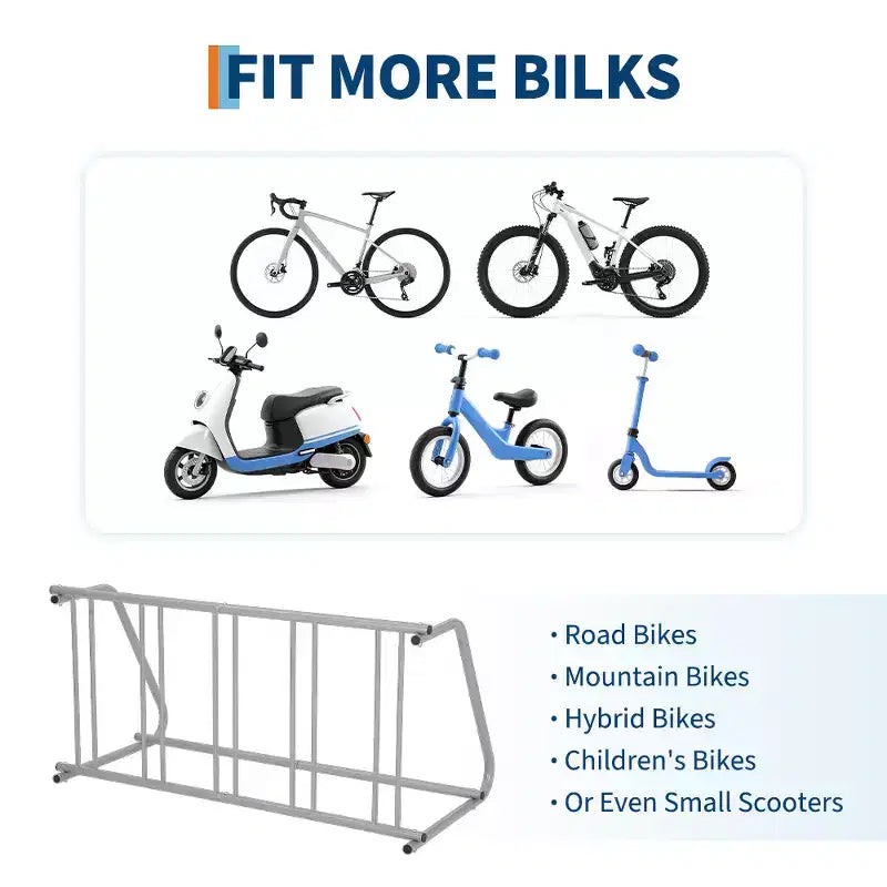 Range-vélo au sol,Range-vélo simple face 5 vélos,Range-vélo en grille à fixer au sol,Support de stationnement de vélo autoportant au sol,Supports de vélo pour garages et rues
