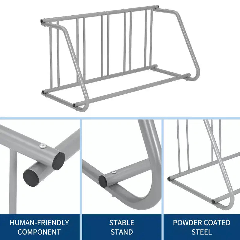 Range-vélo au sol,Range-vélo simple face 5 vélos,Range-vélo en grille à fixer au sol,Support de stationnement de vélo autoportant au sol,Supports de vélo pour garages et rues