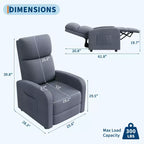 Fauteuil inclinable ergonomique simple, réglable, avec poche latérale, pour adultes, dossier haut, accoudoirs larges et assise rembourrée, pour salon