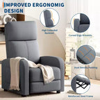 Fauteuil inclinable ergonomique simple, réglable, avec poche latérale, pour adultes, dossier haut, accoudoirs larges et assise rembourrée, pour salon