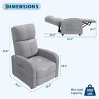 Fauteuil inclinable ergonomique simple, réglable, avec poche latérale, pour adultes, dossier haut, accoudoirs larges et assise rembourrée, pour salon