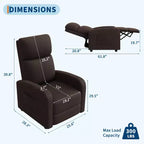 Fauteuil inclinable ergonomique simple, réglable, avec poche latérale, pour adultes, dossier haut, accoudoirs larges et assise rembourrée, pour salon