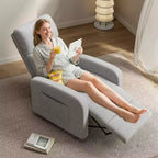 Fauteuil inclinable ergonomique simple, réglable, avec poche latérale, pour adultes, dossier haut, accoudoirs larges et assise rembourrée, pour salon
