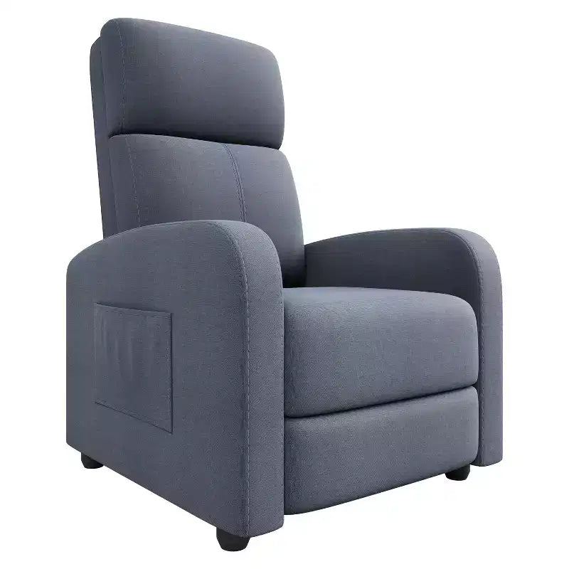 Fauteuil inclinable ergonomique simple, réglable, avec poche latérale, pour adultes, dossier haut, accoudoirs larges et assise rembourrée, pour salon
