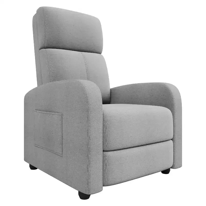 Fauteuil inclinable ergonomique simple, réglable, avec poche latérale, pour adultes, dossier haut, accoudoirs larges et assise rembourrée, pour salon