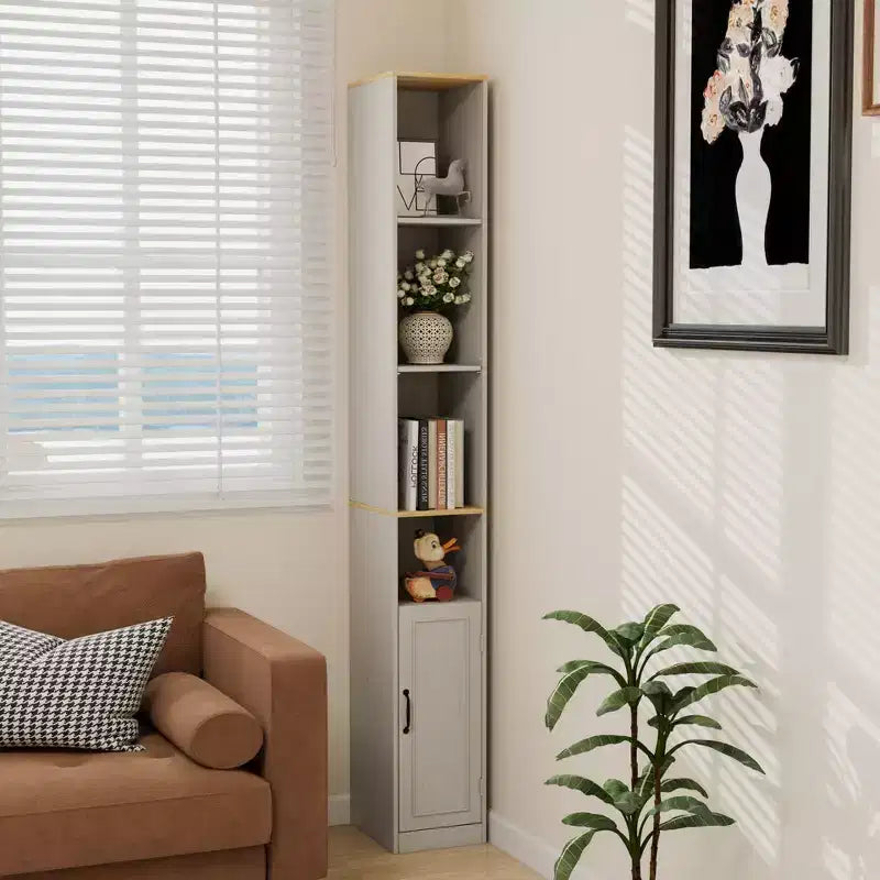 Meuble de rangement haut et étroit de 183 cm avec étagères réglables pour salon ou bureau