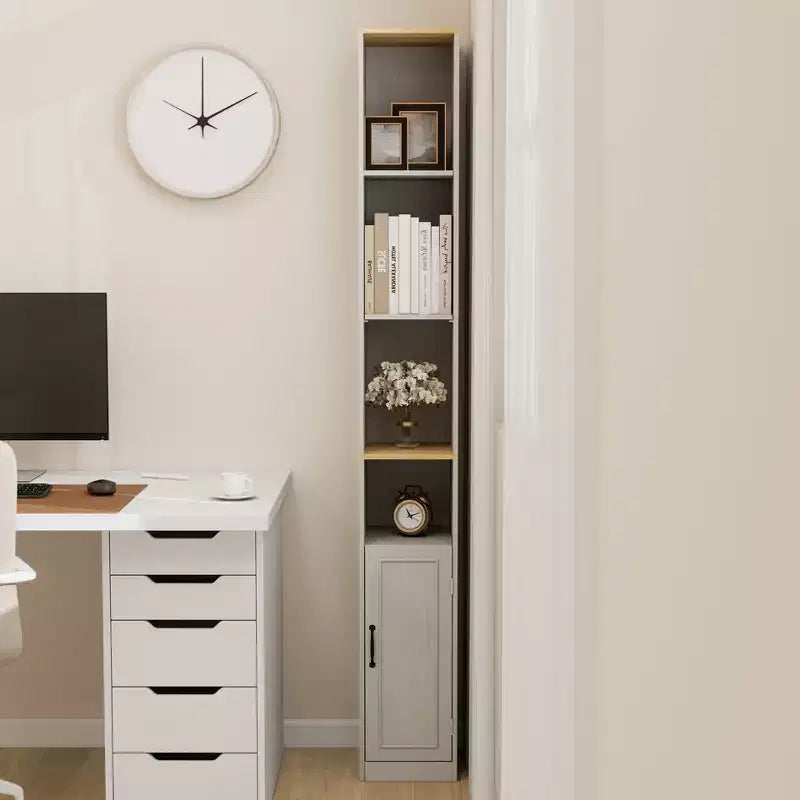 Meuble de rangement haut et étroit de 183 cm avec étagères réglables pour salon ou bureau