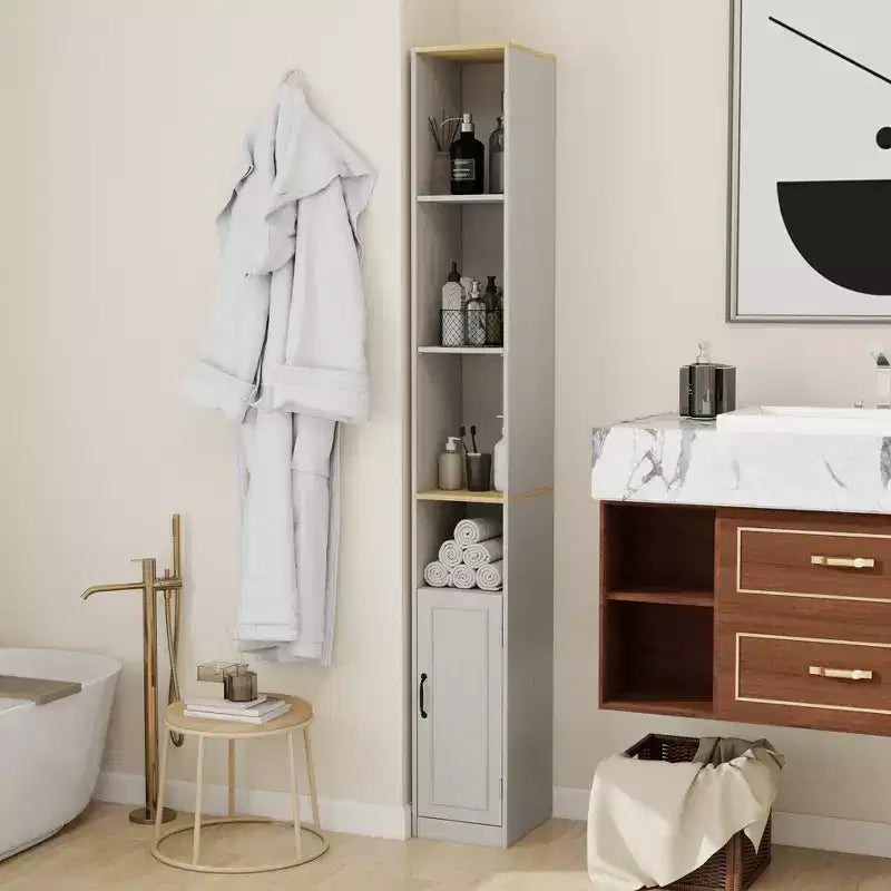 Meuble de rangement haut et étroit de 183 cm avec étagères réglables pour salon ou bureau