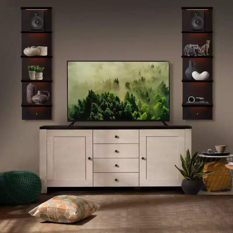Étagère murale flottante à 5 niveaux avec lumières LED, décoration intérieure et organisateur de rangement