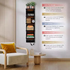 Étagère murale flottante à 5 niveaux avec lumières LED, décoration intérieure et organisateur de rangement