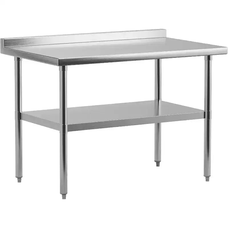 Stainless Steel Table, Heavy-Duty Metal Commercial Prep Table with Open Storage Racks for Restaurant Kitchens, Home, Hotels, Food Preparation
