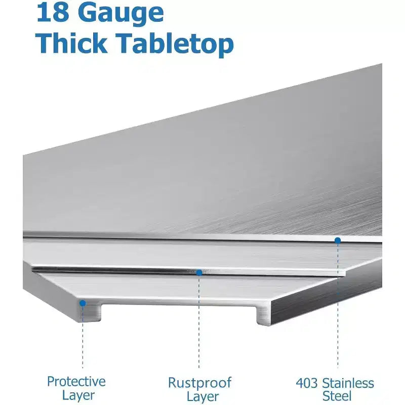Table en acier inoxydable, table de préparation commerciale en métal robuste avec étagères ouvertes pour cuisines de restaurant, maison, hôtels, préparation des aliments