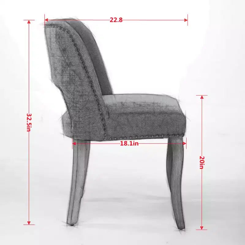 Lot de 2 chaises de salle à manger modernes rembourrées avec dossier incurvé et pieds en bois