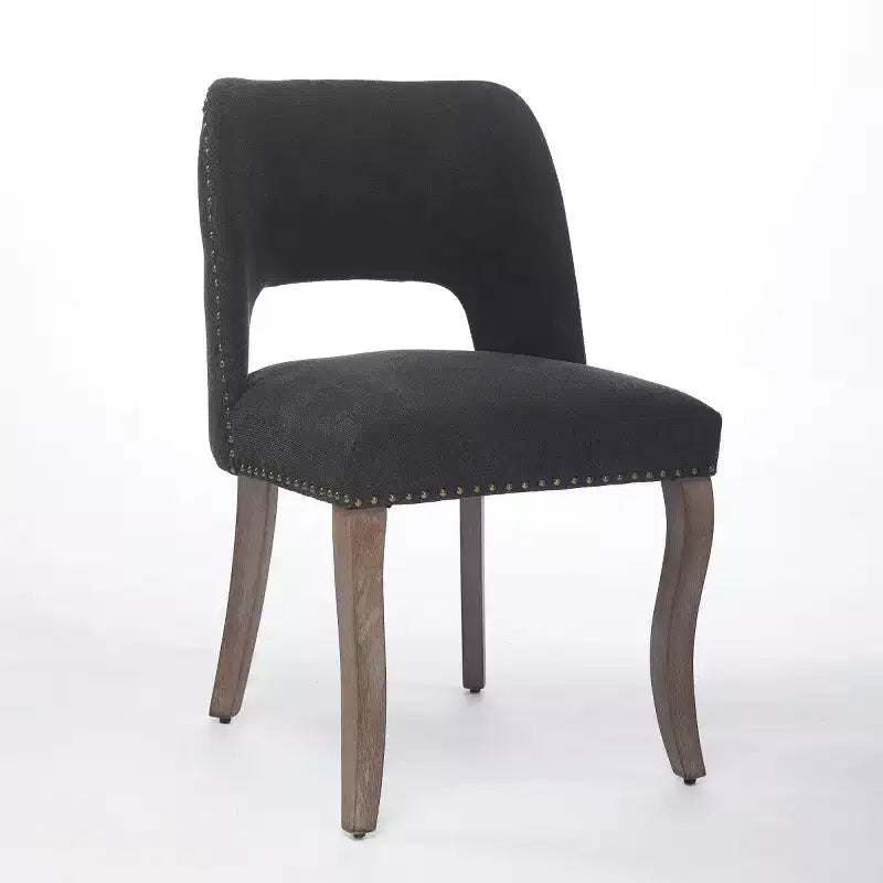 Lot de 2 chaises de salle à manger modernes rembourrées avec dossier incurvé et pieds en bois