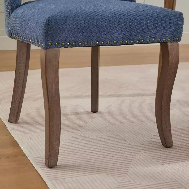 Lot de 2 chaises de salle à manger modernes rembourrées avec dossier incurvé et pieds en bois
