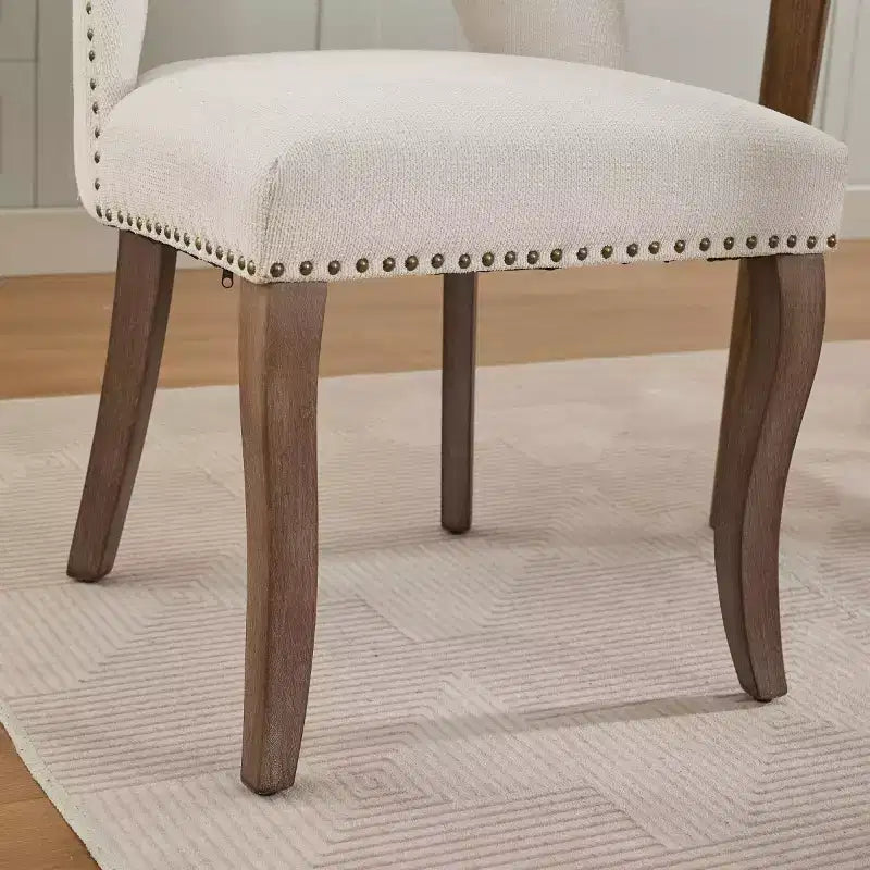 Lot de 2 chaises de salle à manger modernes rembourrées avec dossier incurvé et pieds en bois