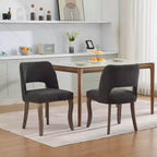 Lot de 2 chaises de salle à manger modernes rembourrées avec dossier incurvé et pieds en bois