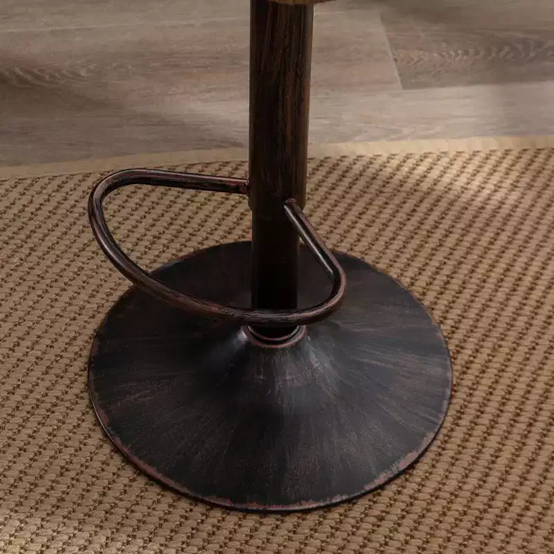 2 tabourets de bar pivotants avec repose-pieds, structure en métal, capacité de charge jusqu'à 113 kg, hauteur réglable rétro de 89 à 109 cm
