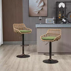 2 tabourets de bar pivotants avec repose-pieds, structure en métal, capacité de charge jusqu'à 113 kg, hauteur réglable rétro de 89 à 109 cm