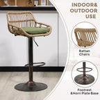2 tabourets de bar pivotants avec repose-pieds, structure en métal, capacité de charge jusqu'à 113 kg, hauteur réglable rétro de 89 à 109 cm