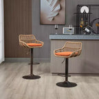 2 tabourets de bar pivotants avec repose-pieds, structure en métal, capacité de charge jusqu'à 113 kg, hauteur réglable rétro de 89 à 109 cm