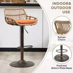 2 tabourets de bar pivotants avec repose-pieds, structure en métal, capacité de charge jusqu'à 113 kg, hauteur réglable rétro de 89 à 109 cm