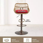 2 tabourets de bar pivotants avec repose-pieds, structure en métal, capacité de charge jusqu'à 113 kg, hauteur réglable rétro de 89 à 109 cm