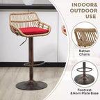 2 tabourets de bar pivotants avec repose-pieds, structure en métal, capacité de charge jusqu'à 113 kg, hauteur réglable rétro de 89 à 109 cm