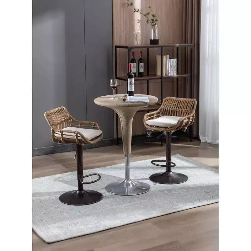 2 tabourets de bar pivotants avec repose-pieds, structure en métal, capacité de charge jusqu'à 113 kg, hauteur réglable rétro de 89 à 109 cm