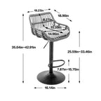2 tabourets de bar pivotants avec repose-pieds, structure en métal, capacité de charge jusqu'à 113 kg, hauteur réglable rétro de 89 à 109 cm