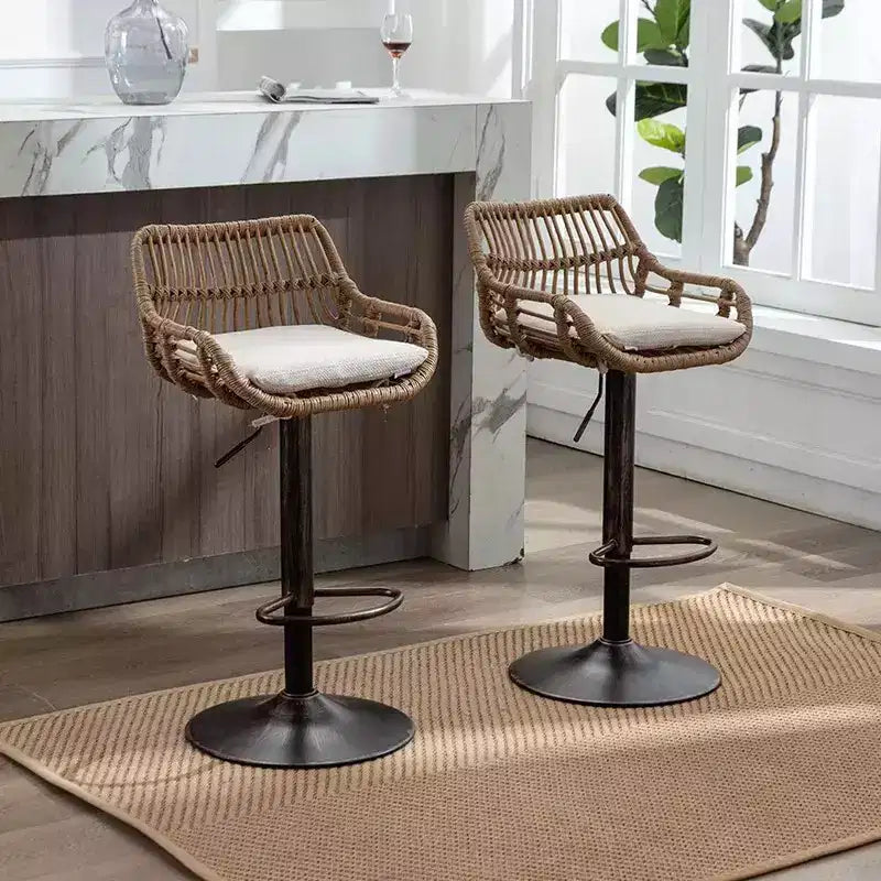 2Pcs Swivel Bar Stools With Footrest, Metal Frame, Up To 250 Lbs Load Bearing Capacity Retro Adjustable Height 35.04 To 42.9 Bar Chairs